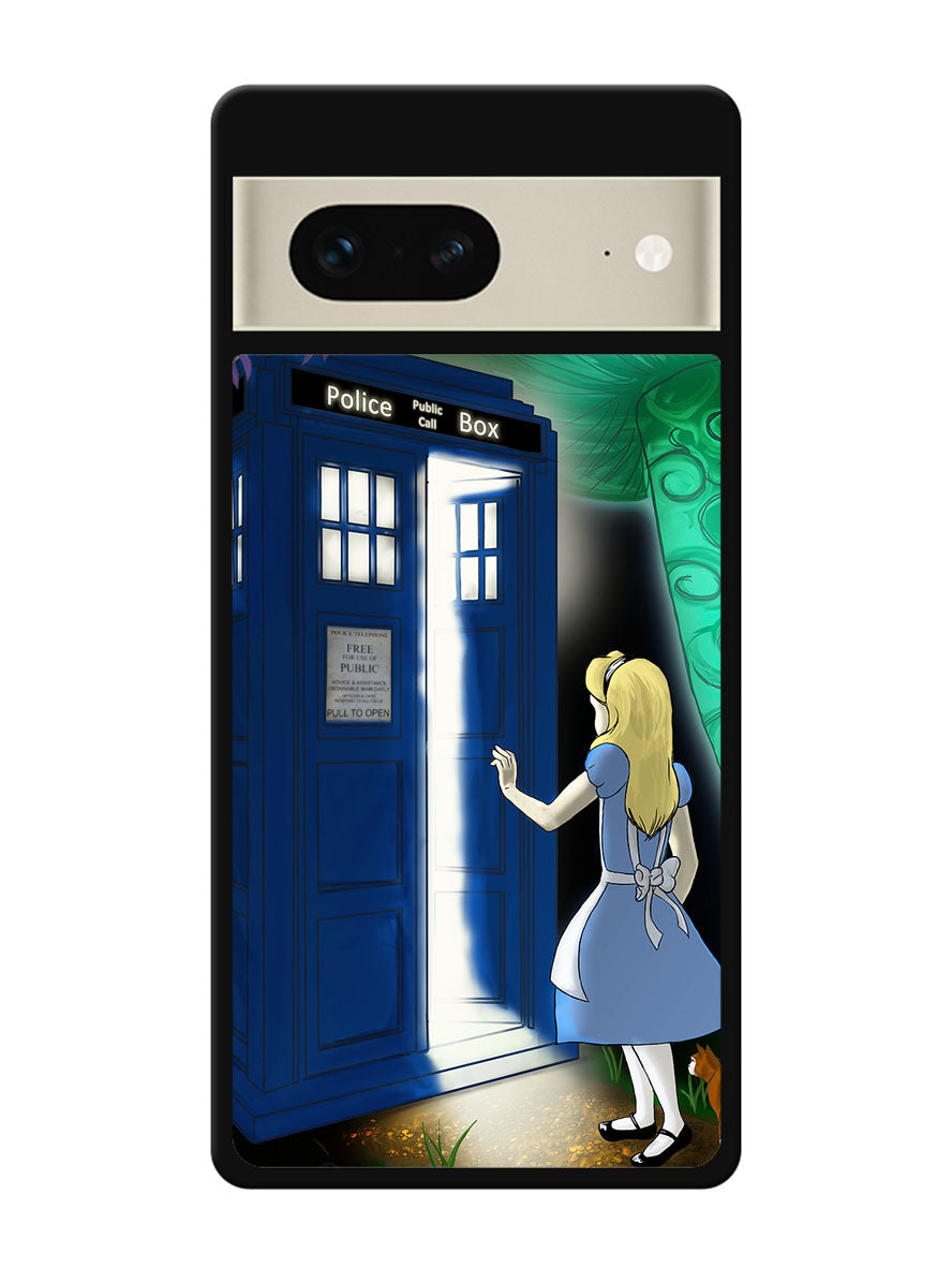 Alice Wonderland On Tardis Google Pixel 7 Case