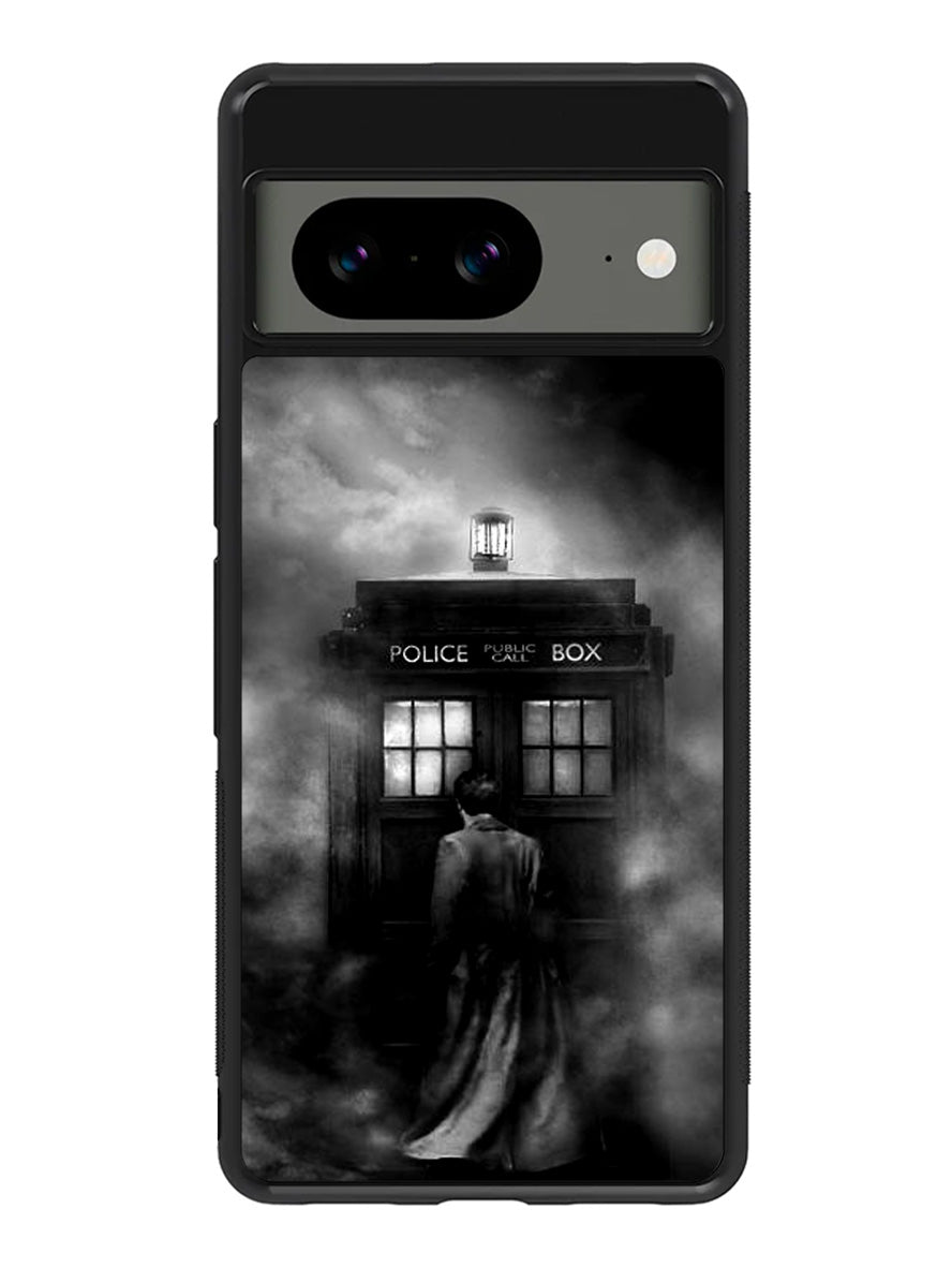 Doctor Who Tardis Police Box Black White Google Pixel 8a Case