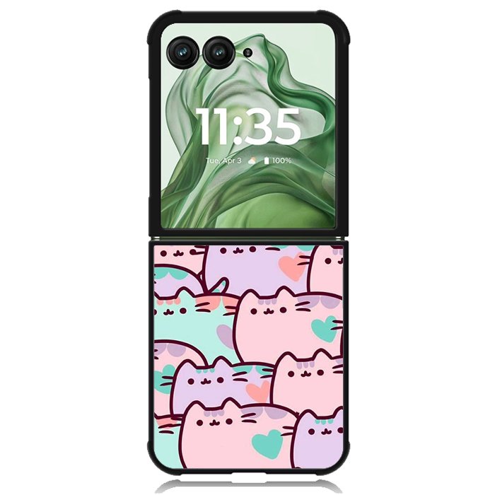 pusheen pattern Z4602 Motorola Moto Razr+ Plus 2024/2025 Case, Motorola Razr 50 Ultra/50s Ultra Case