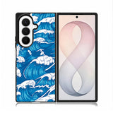 storm waves seamless pattern raging ocean water sea Z8009 Samsung Galaxy Z Fold 8 Ultra Case