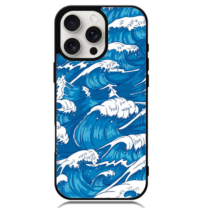 storm waves seamless pattern raging ocean water sea Z8009 iPhone 16 Pro Case
