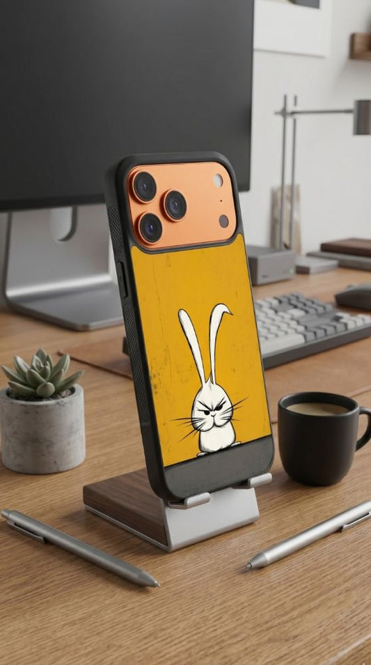 Angry Bunny Sketch Art Protective Case Compatible with iPhone, Samsung & Google Pixel FW0240