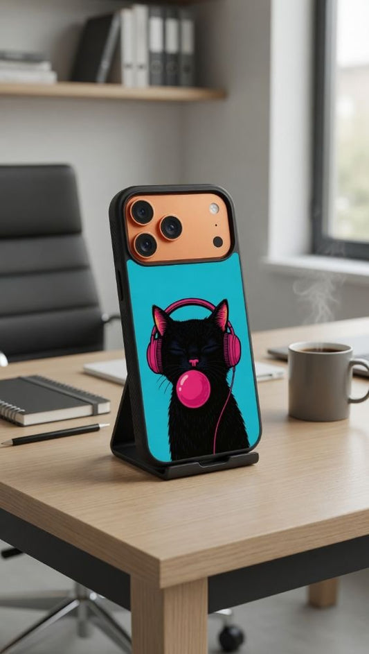 Cool Cat Bubblegum Pop Protective Case Compatible with iPhone, Samsung & Google Pixel FW0241