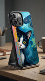 Starry Night Peeking Cat Protective Case Compatible with iPhone, Samsung & Google Pixel FW0242