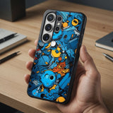 Blue Doodles Art Protective Case Compatible with iPhone, Samsung & Google Pixel FW0261