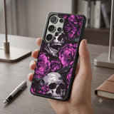 Purple Roses & Skulls Protective Case Compatible with iPhone, Samsung & Google Pixel FW0310