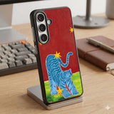 Blue Tiger Glow Protective Case Compatible with iPhone, Samsung & Google Pixel FW0319