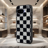 Black And White Checkered Pattern Protective Case Compatible with iPhone, Samsung & Google Pixel FX0202