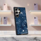 Blue Aesthetic Doodle Pattern Protective Case Compatible with iPhone, Samsung & Google Pixel FX0223