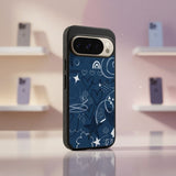 Blue Aesthetic Doodle Pattern Protective Case Compatible with iPhone, Samsung & Google Pixel FX0223