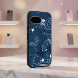 Blue Aesthetic Doodle Pattern Protective Case Compatible with iPhone, Samsung & Google Pixel FX0223