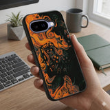 Abstract Orange And Black Protective Case Compatible with iPhone, Samsung & Google Pixel FX0236