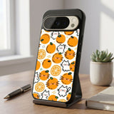 Orange And Cat Pattern Protective Case Compatible with iPhone, Samsung & Google Pixel FX0244