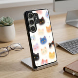 Cat Faces And Stars Protective Case Compatible with iPhone, Samsung & Google Pixel FX0245