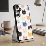 Cat Faces And Stars Protective Case Compatible with iPhone, Samsung & Google Pixel FX0245