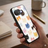 Cat Faces And Stars Protective Case Compatible with iPhone, Samsung & Google Pixel FX0245