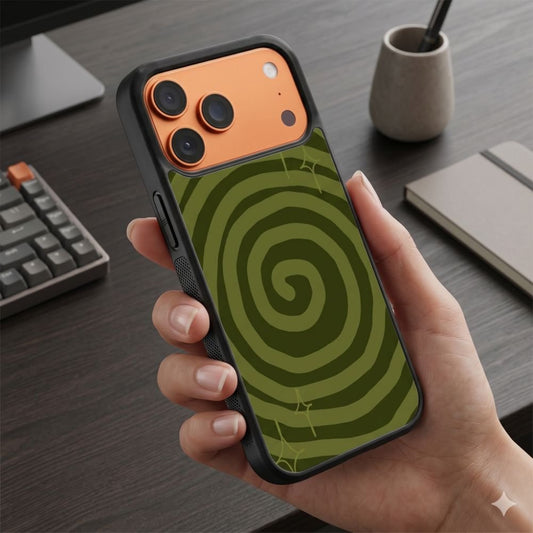 Spiral Green Wallpaper Protective Case Compatible with iPhone, Samsung & Google Pixel FX0248