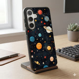Planets And Stars On A Dark Background Protective Case Compatible with iPhone, Samsung & Google Pixel FX0264