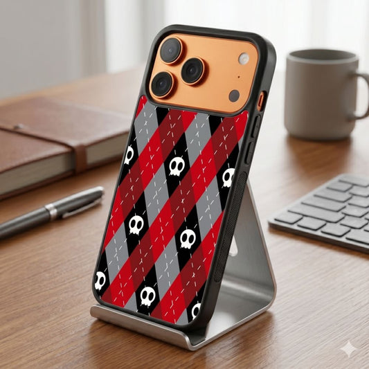 Red And Black Skull Protective Case Compatible with iPhone, Samsung & Google Pixel FX0273