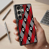 Red And Black Skull Protective Case Compatible with iPhone, Samsung & Google Pixel FX0273