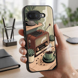 Vintage Coffee And Radio Protective Case Compatible with iPhone, Samsung & Google Pixel FX0293
