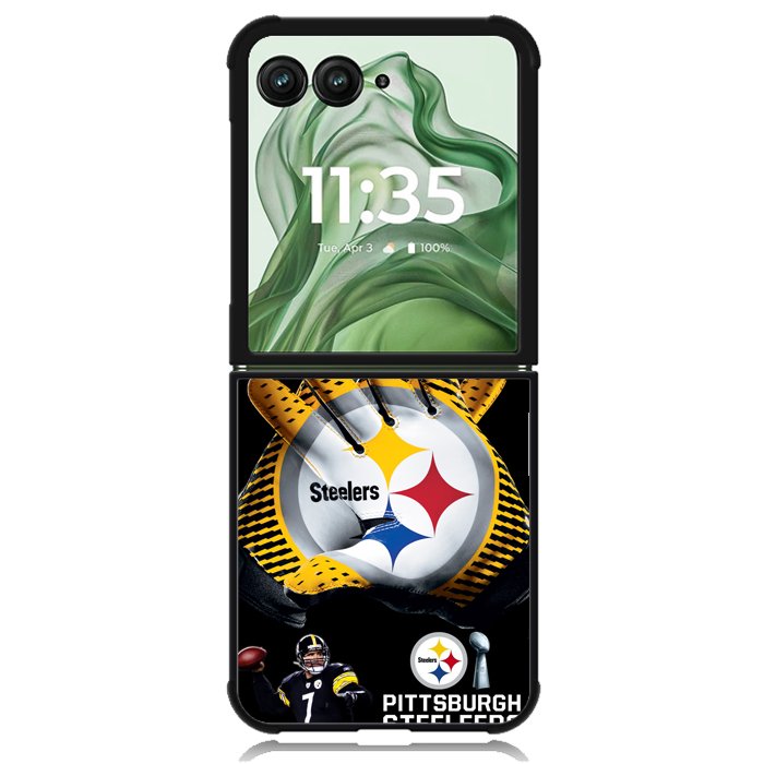 Pittsburgh Steelers NFL X4840 Motorola Moto Razr+ Plus 2024/2025 Case, Motorola Razr 50 Ultra/50s Ultra Case