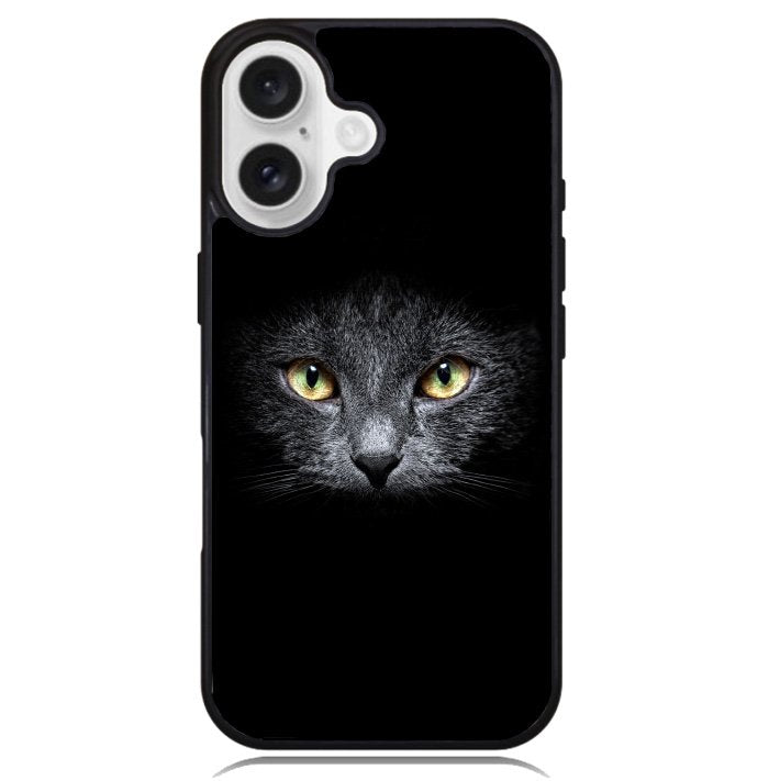 Black Cat Face Case iPhone 16 BC0410