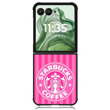 Starbucks Pink Stripes X5719 Motorola Moto Razr+ Plus 2024/2025 Case, Motorola Razr 50 Ultra/50s Ultra Case