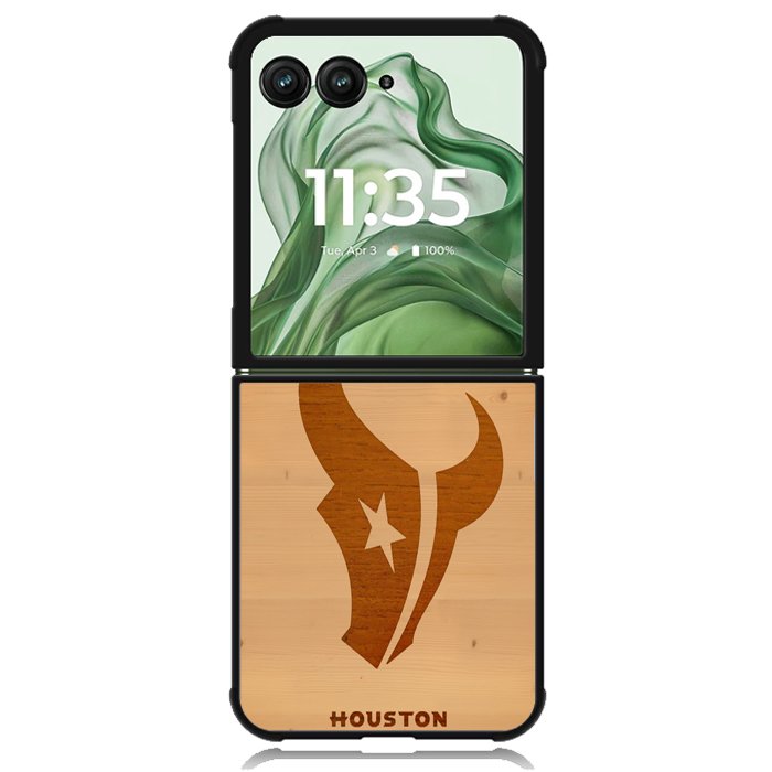 houston texans wood X5738 Motorola Moto Razr+ Plus 2024/2025 Case, Motorola Razr 50 Ultra/50s Ultra Case