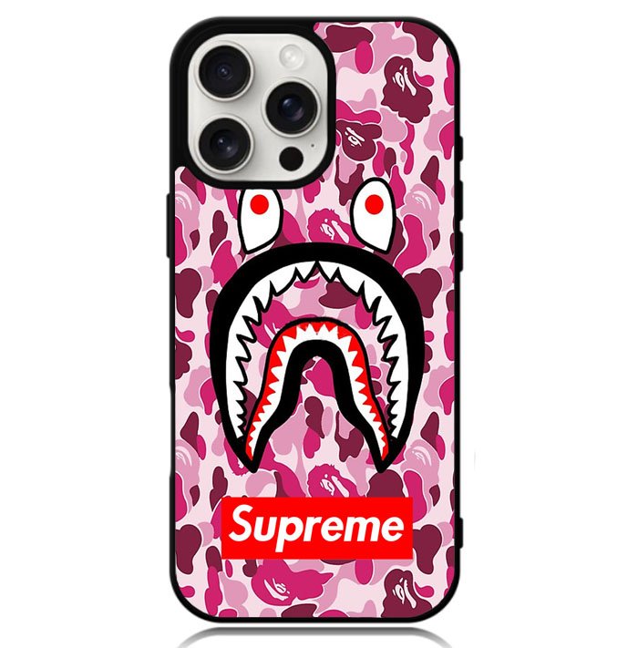 Shark Face Pink Camo Case iPhone 16 Pro BC0550