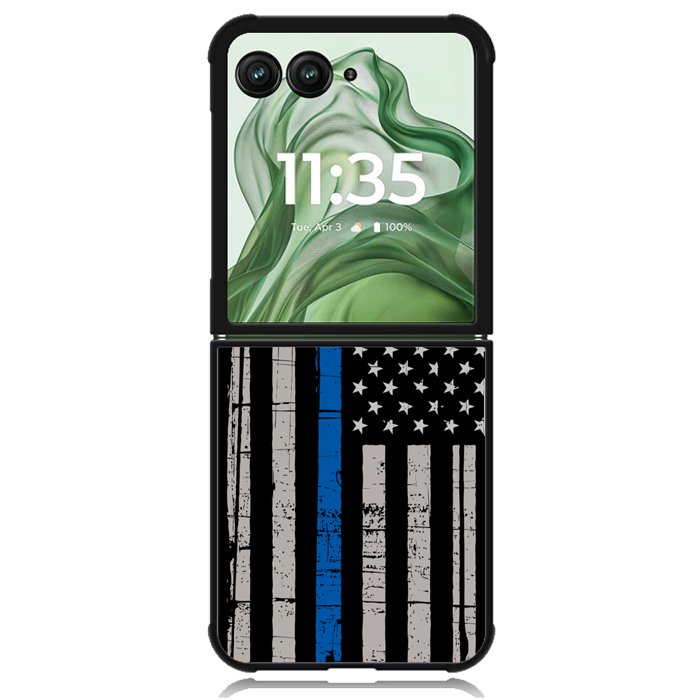 thin blue line flag X9119 Motorola Moto Razr+ Plus 2024/2025 Case, Motorola Razr 50 Ultra/50s Ultra Case