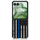 thin blue line flag X9119 Motorola Moto Razr+ Plus 2024/2025 Case, Motorola Razr 50 Ultra/50s Ultra Case