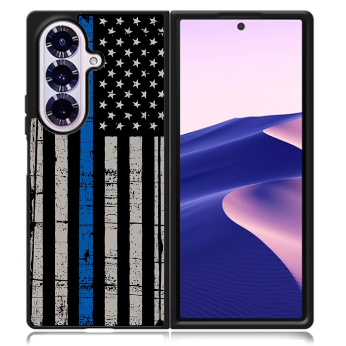 thin blue line flag Samsung Galaxy Z Fold 7 5G Case BC0916