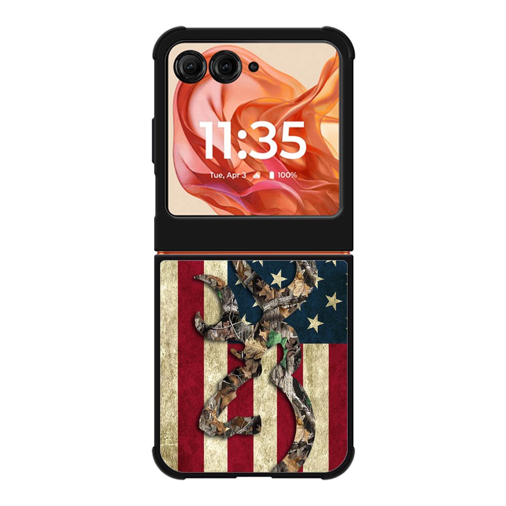 Browning Deer Real Tree Camo USA Flag Motorola Moto Razr 2025/2024 , Moto Razr 60/50 Case BC2264