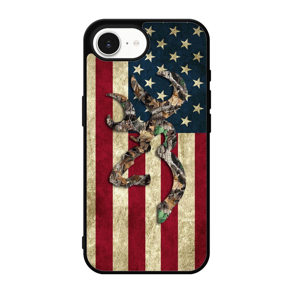 Browning Deer Real Tree Camo USA Flag iPhone 17e Case BC2264