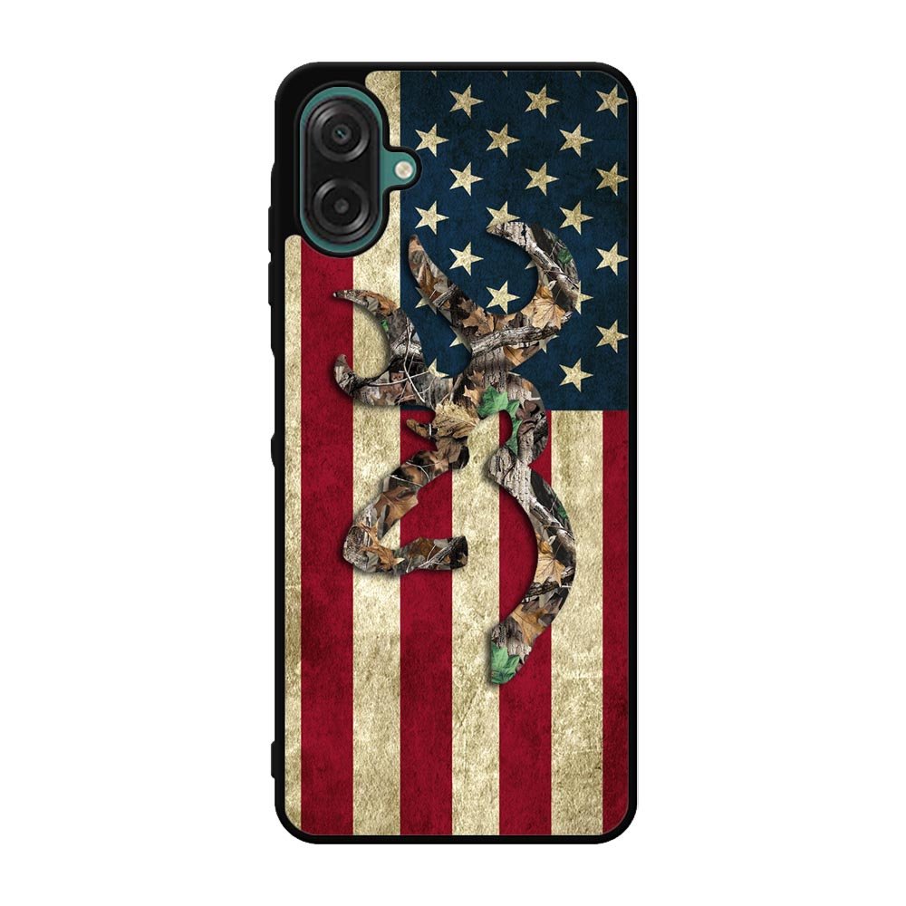 Browning Deer Real Tree Camo USA Flag Case Samsung Galaxy A07 BC2264