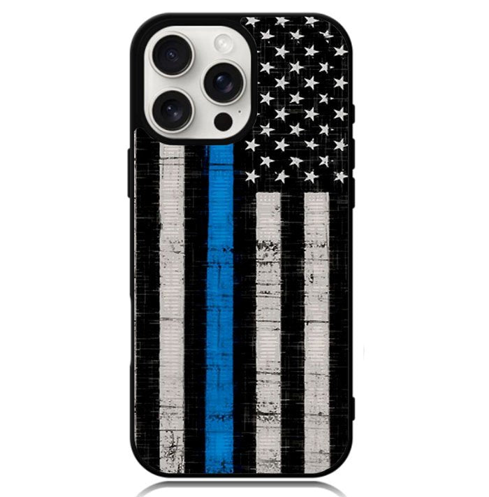 Police Blue Line Flag Case iPhone 16 Pro Max BC2025