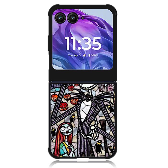 Nightmare Before Christmas Art Glass Motorola Moto Razr 2024 , Moto Razr 50 Case