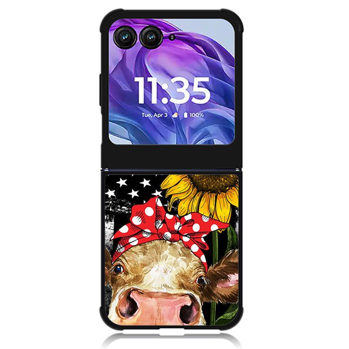 Cow With Tie SuNflower Motorola Moto Razr 2024 , Moto Razr 50 Case