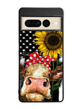 Cow With Tie SuNflower Google Pixel 7 Pro Case