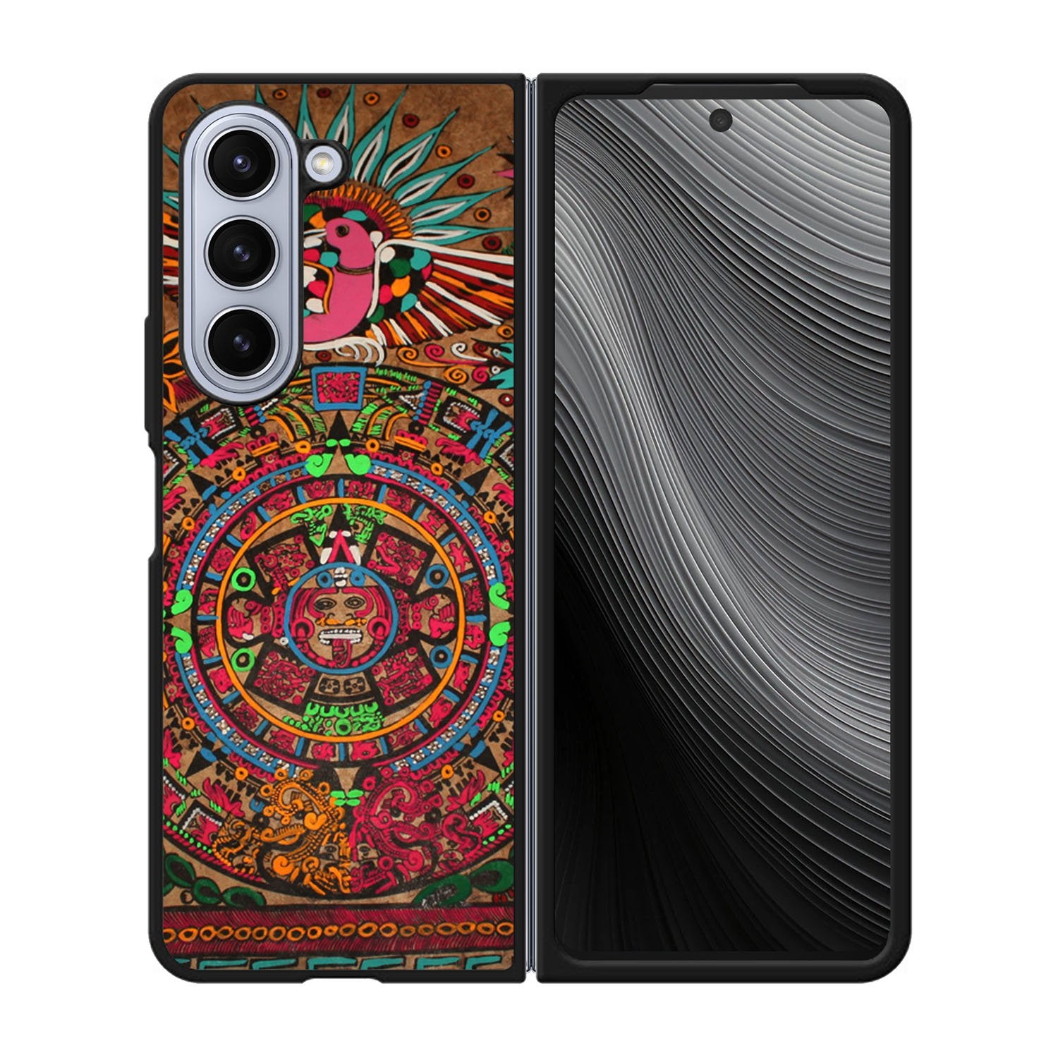 Aztec Calendar Wood Texture Case Samsung Galaxy z Fold 5 5G BC2761