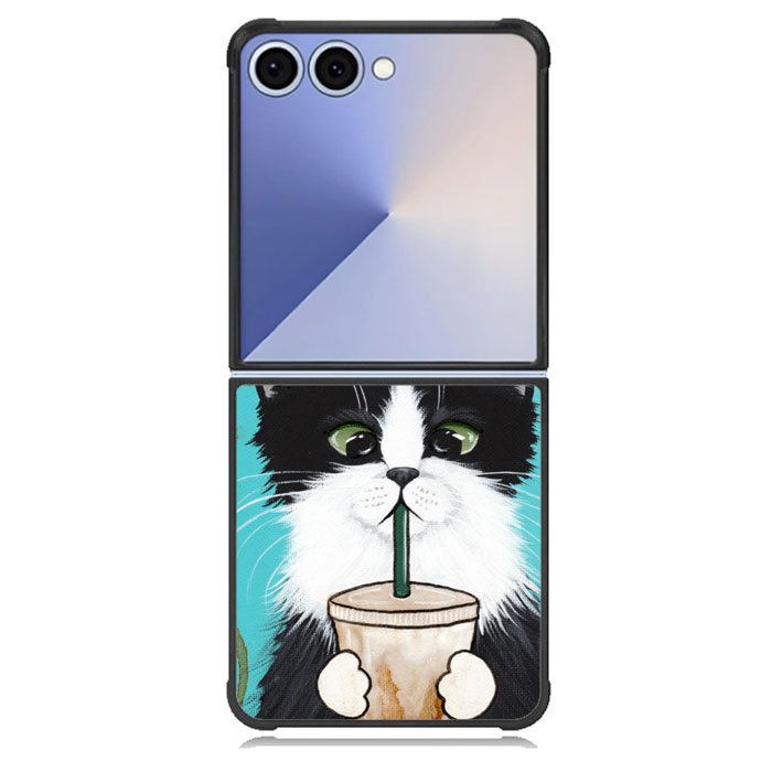 cute coffee cat Samsung Galaxy Z Flip 7 Case BC2297
