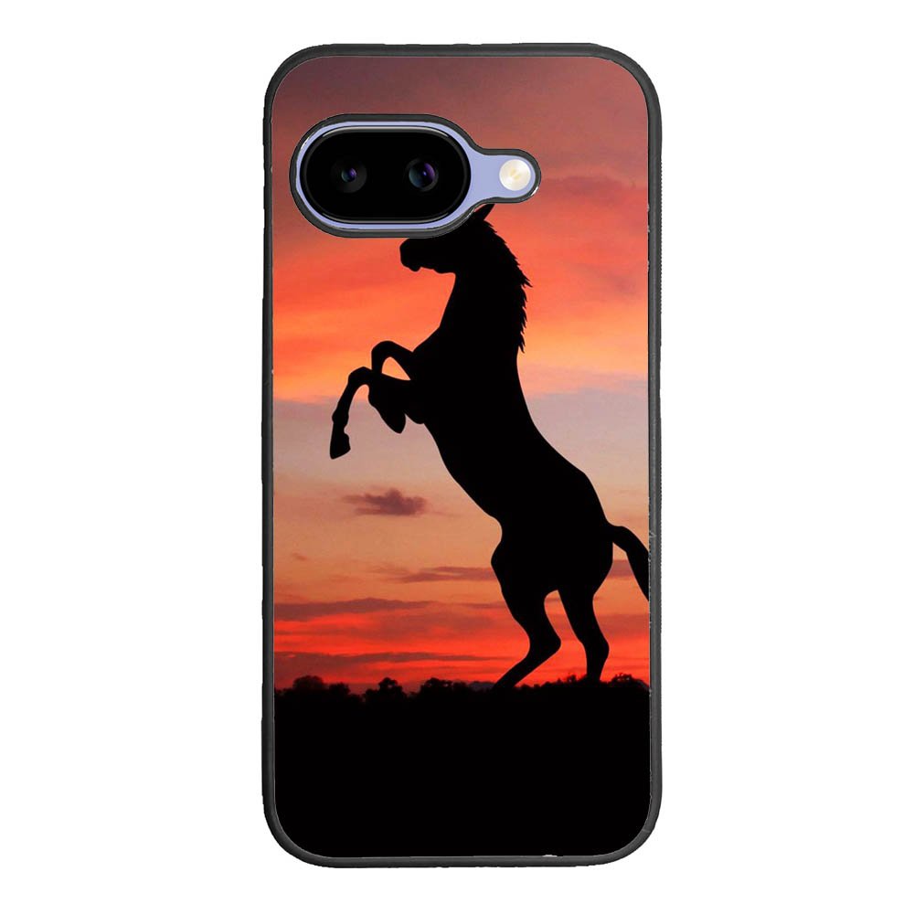 Horse Silhouette On Red Sunset Google Pixel 10A Case BC2540