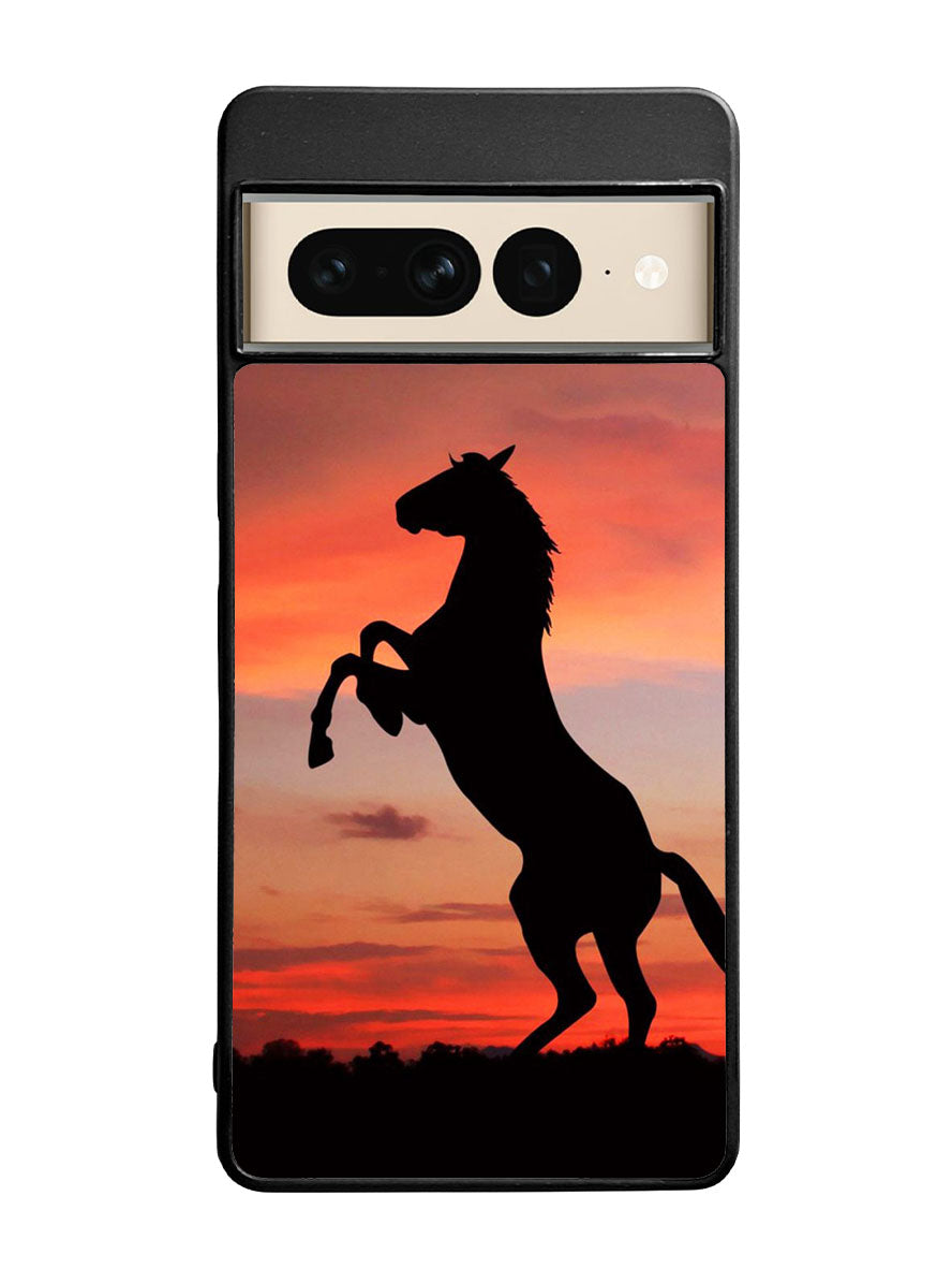 Horse Silhouette On Red Sunset Google Pixel 7 Pro Case