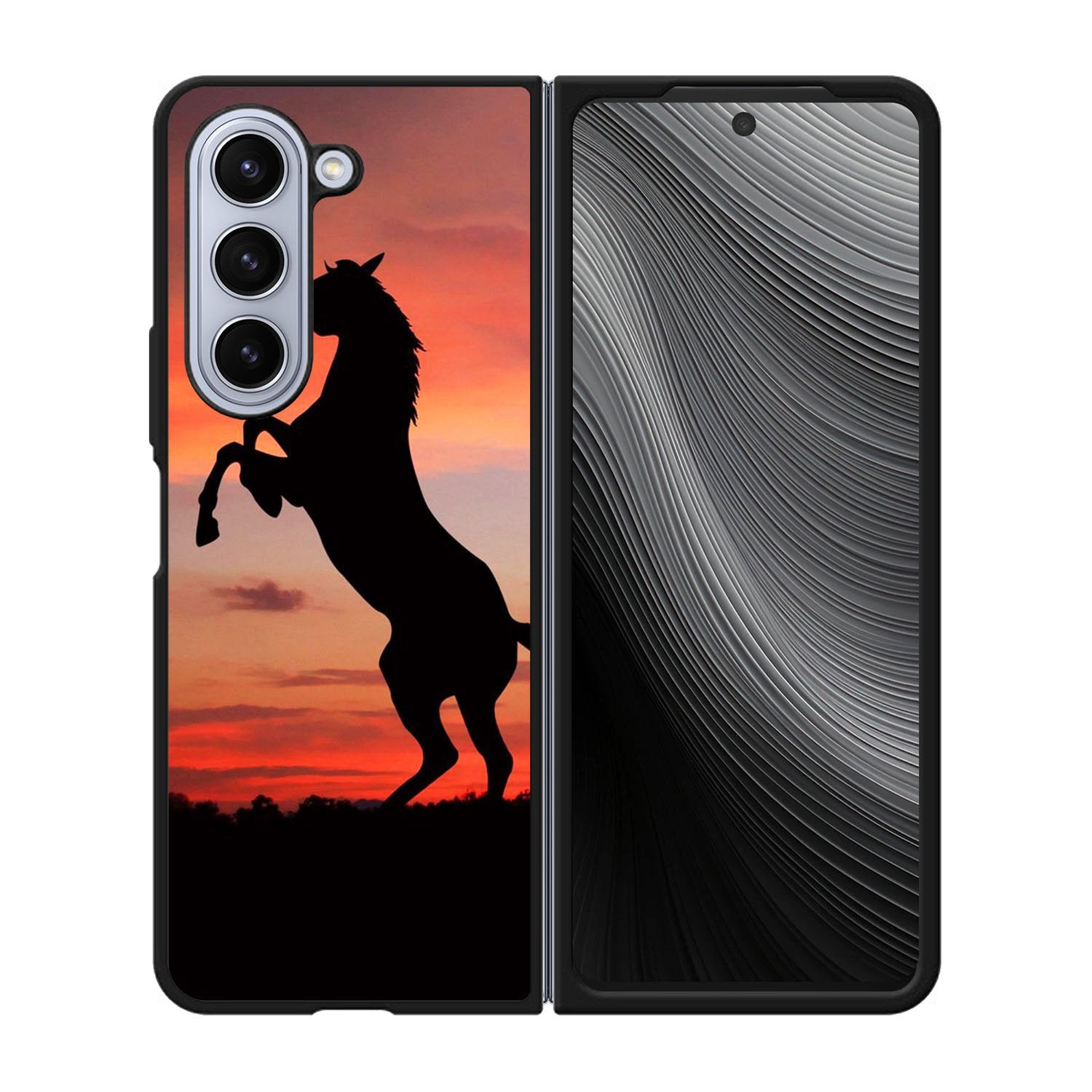 Horse Silhouette On Red Sunset Case Samsung Galaxy z Fold 5 5G BC2540