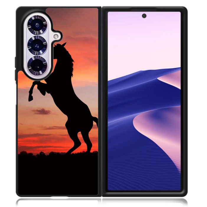 Horse Silhouette On Red Sunset Samsung Galaxy Z Fold 7 5G Case BC2540