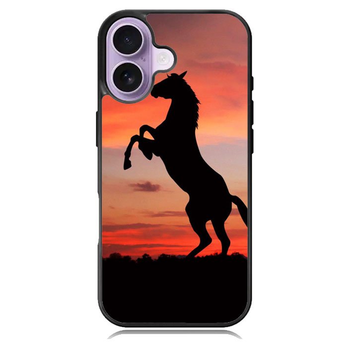 Horse Silhouette On Red Sunset iPhone 17 Case BC2540