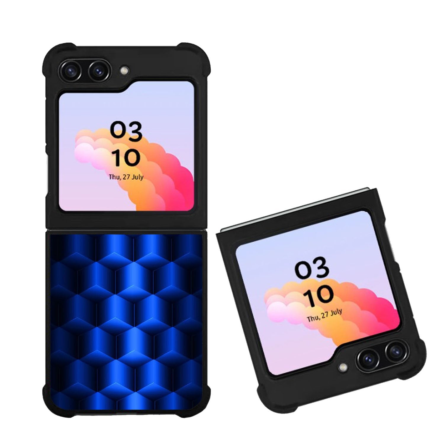 Abstract Blue Parallax Cubes Pattern Case Samsung Galaxy Z Flip 5 5G BC0072