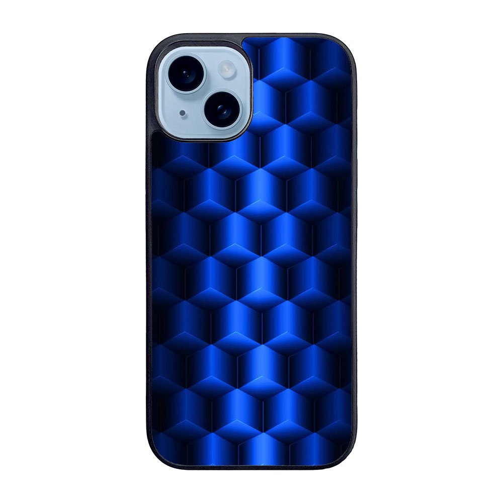 Abstract Blue Parallax Cubes Pattern Case iPhone 15 BC0072