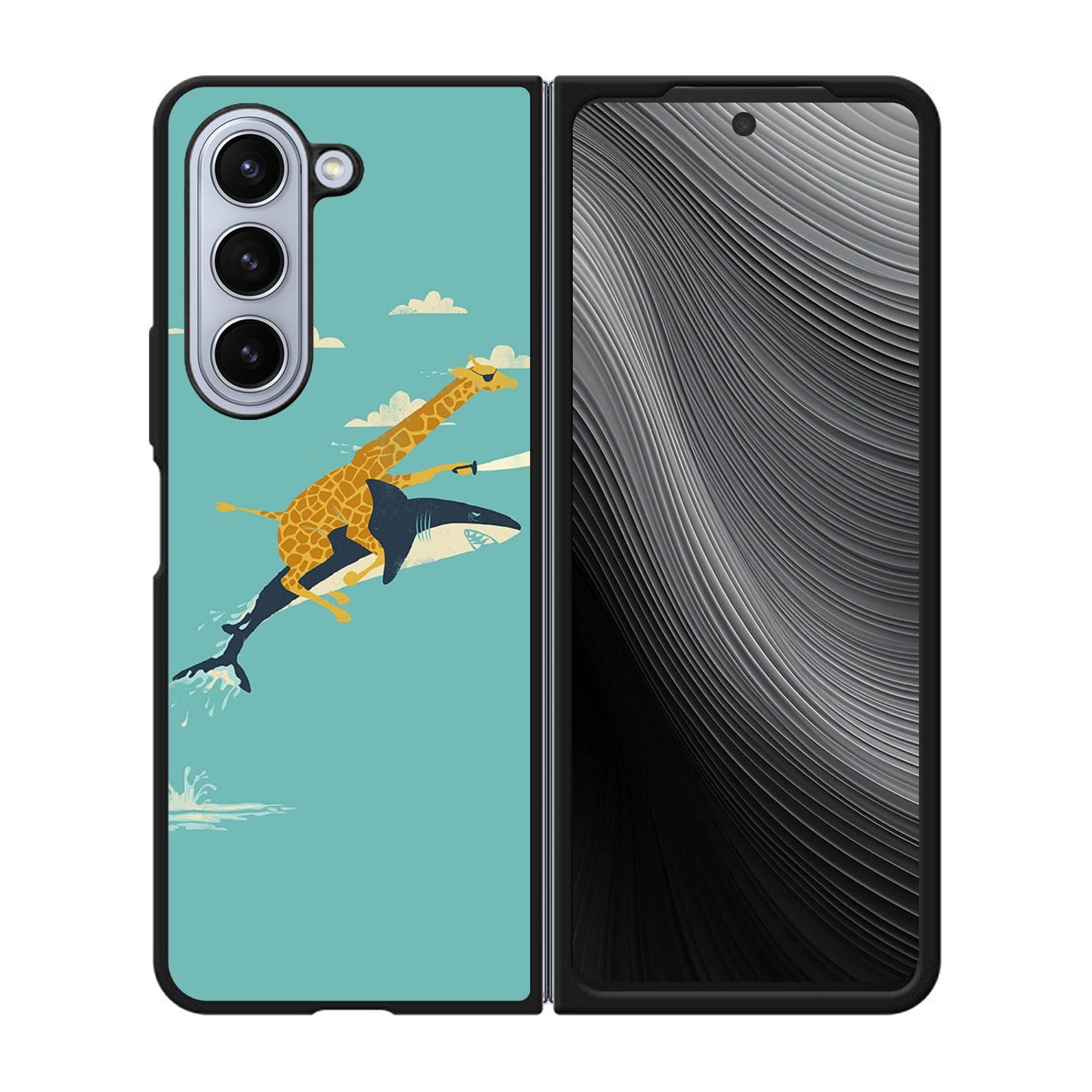 Black Friday offer Giraffe Riding Shark Case Samsung Galaxy z Fold 5 5G BC0079